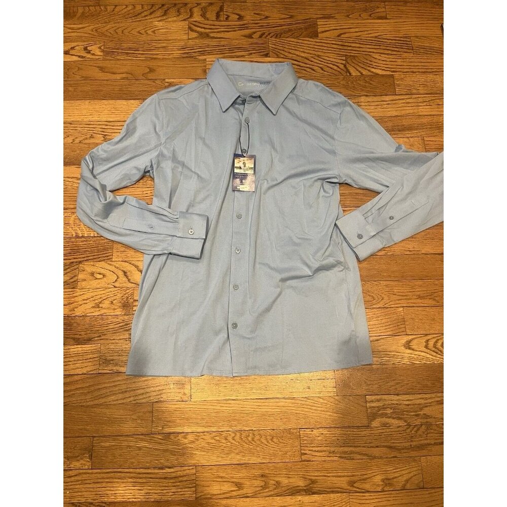 Georg Roth Los Angeles Pima Cotton Sky Blue LS Button Up Shirt Large Long Sleeve